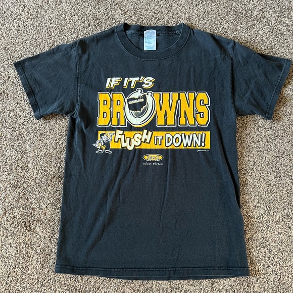 Pittsburgh Steelers If It’s Browns Flush It Down Smack Talk T Shirt Size Small - Picture 1 of 10